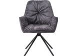 Esszimmerstuhl SALESFEVER "Ottawa Armlehnstuhl: Rückzugsort im Esszimmer", grau (anthrazit schwarz, schwarz), B:61cm H:90cm T:59cm, Metall, Polyester, Stühle, Esszimmerstuhl, 360 Drehbarer Esszimmersessel mit Armlehnen - 1 Stück