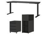 Büromöbel-Set GERMANIA "Mailand", grau (graphit), Schreibtisch Breite 180cm Holzwerkstoff Metall, Holzwerkstoff, Metall, Arbeitsmöbel-Sets, Büromöbel-Set, inkl. Schreibtisch, Rollcontainer und Raumteiler