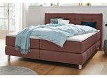 Boxspringbett HOME AFFAIRE "Salo", braun, B:214cm L:211cm, Struktur (100% Polyester);Bezug der Spiegelfläche Matratzendrell aus 100% Polyester;Samtoptik (100% Polyester), Komplettbetten, Boxspringbett, incl. Topper, 6 Breiten, 2 Härtegrade, TFK auch in Härtegrad 4