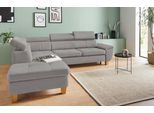 Ecksofa EXXPO - SOFA FASHION "Enya, hoher Sitzkomfort, Breite 266cm, bequem, 12cm hohe Füße, L-Form", silber, B:266cm H:79cm T:232cm, Luxus-Microfaser Vintageoptik (100% Polyester);Webvelours (92% Polyester, 8% Nylon), Sofas, Ecksofa, mit Kopfteilverstellung, wahlweise Bettfunktion u. Bettkasten