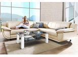 Ecksofa TRENDMANUFAKTUR "Rondo wahlweise mit Schlaffunktion, 267x247 cm (BxT), breite Armlehnen", beige (creme), B:267cm H:85cm T:247cm, Kunstleder SOFTLUX;Microfaser PRIMABELLE (100% Polyester);NaturLEDER (echtes Rindsleder);Struktur (54% Polyacryl, 46% Polyester), Sofas, Ecksofa, L-Form, wahlweise mit Federkern bestellbar, Füße schwarz