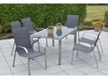 Garten-Essgruppe MERXX "Lucca", grau, Obermaterial: 100% Polyester. Füllung: 100% Polyester, Sitzmöbel-Sets, Garten-Essgruppe