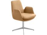 Drehstuhl K+W KOMFORT & WOHNEN "Cube", gelb (curcuma 71, edelstahloptik), B:63cm H:84cm T:65cm, Stühle, Drehstuhl, Rückholfunktion, Untergestell Edelstahloptik