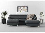 Ecksofa SIT & MORE "Marano L-Form", grau (dunkelgrau), B:257cm T:166cm, 100% Polyester, Sofas, Ecksofa, inklusive Kopfteilverstellung, wahlweise mit Bettfunktion, Bettkasten