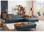 Ecksofa W.SCHILLIG "piedroo, Designsofa mit tollem Sitzkomfort, bequem und elegant, L-Form", blau (blau z69), B:343cm H:70cm T:193cm, Longlife Xtra-Leder Z69: Das feinnarbige, gedeckte Softleder Z69 besticht durch seine außergewöhnliche Weichheit im trendigen »Vintage-Look«, Hautstärke 0, 9 - 1, 1 mm, Sofas, Ecksofa, Kopfteilverstellung, wahlweise mit Sitztiefenverstellung, Breite 343cm