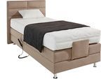 Boxbett, beige (dunkelbeige), B:114cm L:210cm, Box und Kopfteil: Feinstrukturstoff (77% Polyester und 23% Viskose);Bezug der Obermatratze: 100% Polyester, WESTFALIA SCHLAFKOMFORT, Komplettbetten, Boxbett, mit Motor in diversen Ausführungen