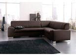 Ecksofa DOMO COLLECTION "Alisson, zeitlose Optik, flache Armlehnen, L-Form", braun, B:249cm H:75cm T:181cm, Microfaser aus 100% Polyester;Softlux, das pflegeleichte Kunstleder aus 80% PVC, 18% Polyester und 2% Polyurethan;Strukturstoff aus 90% Polyester und 10% Polyacryl, Sofas, Ecksofa, fester Sitzkomfort, wahlweise mit Bettfunktion