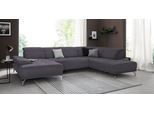 Wohnlandschaft HOME AFFAIRE "Caluna", grau (anthrazit), B:334cm H:81cm T:235cm, Flachgewebe Mura: (100% Polyester);Luxus-Microfaser Vintageoptik (100% Polyester);Luxus-Mikrofaser (90% Polyester, 10% Polyamid), Sofas, Wohnlandschaft, Inkl.Sitztiefenverstellung, wahlweise mit Kopf- und Armteilverstellung