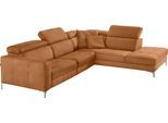 Ecksofa EGOITALIANO "Matt, hoher Sitzkomfort und aufwendige Detailverarbeitung, L-Form", braun (cognac), B:285cm H:100cm T:221cm, Luxus-Micofaser Lederoptik (100% Polyester) ist ein neues technisches Gewebe mit einem visuellen und taktilen Aspekt, der dem Nubuk sehr nahe kommt, mit innovativen Eigenschaften. Seine außerordentliche Weichheit kommt von einem exklusiven Produktionsprozess, der Unrein