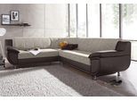 Ecksofa TRENDMANUFAKTUR "Rondo 3, zeitlos und modern, im Materialmix, L-Form", braun (braun, sand, beige), B:267cm H:85cm T:247cm, Primabelle-Microfaser;Kunstleder SOFTLUX / Struktur (77% Polyester; 23% Polyacryl), Sofas, Ecksofa, wahlweise Federkern für hohen Sitzkomfort, wahlweise Bettfunktion
