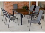 Garten-Essgruppe MERXX "Amalfi", silber (silber, grau), Polyester, Aluminium, Polyester, Sitzmöbel-Sets, Garten-Essgruppe