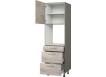 Backofenumbauschrank KOCHSTATION "KS-Trea SB2AS-195-3", grau (betonfarben hell, anthrazit), B:60cm H:195cm T:56cm, Schränke, Backofenumbauschrank, mit zwei Türen und zwei Einlegeböden, Höhe 195 cm