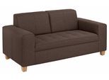 2-Sitzer HOME AFFAIRE "Corby", braun (mittelbraun), B:172cm H:80cm T:90cm, NaturLEDER (echtes Rindsleder) auf Sitzfläche, Kunstleder im Korpus;Melrose (100% Polyester);Struktur fein (100% Polyester);Chenille (100% Polyester), Sofas, 2-Sitzer, Steppung auf Sitzfläche