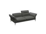 2,5-Sitzer FLEXLUX "Salino, Funktionssofa, Relaxsofa", grau (warm mineral grau), B:215cm H:88cm T:105cm, 100% Echtleder, Sofas, 2 5-Sitzer, Sofa mit Arm- und Kopfteil-Verstellungen, Kaltschaum & Stahl-Wellen