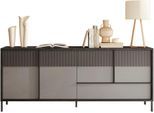 Sideboard HOME AFFAIRE "Everest Breite 206 cm, Kommode mit 4 Türen u. 1 Schubkasten", grau (bleigrau, kreidegrau, absetzung steingrau (druck)), B:206cm H:86cm T:40cm, Sideboards, Sideboard, Anrichte, Soft/Self Closing, Korpus 22 mm