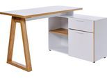 Eckschreibtisch JAHNKE "CLUB C 130 E", weiß (kerneiche, weiß, kerneiche, kerneiche, weiß), B:130cm H:76,2cm T:95cm, Tische, Eckschreibtisch, Eckschreibtisch, wechselseitig montierbar, Breite 130 cm