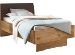 Holzbett WIEMANN "Cardiff, Bettgestell, Bettrahmen, teilmassiv, mit Polsterkopfteil", bianco, eiche teilmassiv, B:120cm L:200cm, Betten, Holzbett, Fußteil aus Massivholz, verschiedene Größen