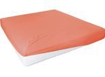 Spannbettlaken PRIMERA "Elasthan-Feinjersey", rot (siena), 1 Stk., Jersey-Elasthan, 140-160x200-220 28cm, Jersey-Elasthan, Obermaterial: 95% Baumwolle, 5% Elasthan, Bettlaken, Spannbettlaken, PREMIUM, aus 95% gekämmter Baumwolle und 5% Elasthan, bis 28 cm Höhe