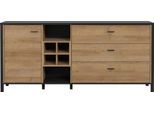Sideboard FORTE "High Rock", schwarz, B:186,3cm H:85,1cm T:40,2cm, Sideboards, Sideboard, Breite ca. 186 cm