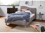 Polsterbett, grau, B:132cm H:100cm L:210cm, Bezug Bett: Velours mit grober Lederoptik (100% Polyester);Bonnellfederkernmatratze: 51% Polypropylen, 39% Polyester, 10% Baumwolle;Kaltschaummatratze: 100% Polyester, Bezug abnehm- und waschbar bis 60C, WESTFALIA SCHLAFKOMFORT, Betten, Polsterbett