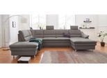 Wohnlandschaft SIT & MORE "Cardoso U-Form", grau, B:324cm H:90cm T:90cm, Luxus-Microfaser 1 (100% Polyester);Luxus-Microfaser 2 (100% Polyester);Luxus-Microfaser ALTARA NUBUCK (100% Polyester), Sofas, Wohnlandschaft, mit Federkern und Kopfstützen, mit Bettfunktion und Relaxfunktion