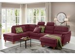 Wohnlandschaft HOME AFFAIRE "Palmera U-Form, B: 308 cm", rot (bordeaux), B:308cm H:89cm T:212cm, 100% Polyester;Struktur (100% Polyester);Luxus-Microfaser in Lederoptik (100% Polyester), Sofas, Wohnlandschaft, optional Bettfunktion & Bettkasten, Federkern