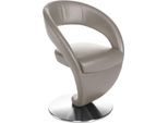 Drehstuhl K+W KOMFORT & WOHNEN "Wave", grau (lightgrau, drehteller in edelstahloptik gebürstet), B:62cm H:86cm T:61cm, Bronco: Nappaleder pigmentiert, Dickleder, 1, 3/1, 5mm, mit rustikal gekörnten Narbenbild, Stühle, Drehstuhl, Design-Drehstuhl, Drehteller in Edelstahloptik