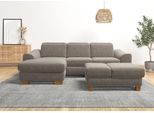 Ecksofa HOME AFFAIRE "Dundee L-Form", grau (taupe), B:264cm H:86cm T:170cm, Flachgewebe (100% Polyester), Sofas, Ecksofa, wahlweise mit Kopfteilverstellung und zusätzlich mit Bettfunktion