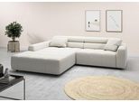 Ecksofa 3C CANDY "Denver auch mit Cord- und Easy care-Bezug, Kopfteilverstellung L-Form", weiß, B:258cm H:68cm T:217cm, 88% Polyester, 12% Polyacryl, Sofas, Ecksofa, wahlweise. mit motorischer Sitztiefenverstellung