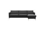 Ecksofa FLEXLUX "Fiore, super Sitzkomfort durch Kaltschaum im Sitz, L-Form", schwarz (deep schwarz), B:247cm H:85cm T:92cm, 100% Echteder, Sofas, Ecksofa, schmale Armlehnen, Füße Alu+ Eiche