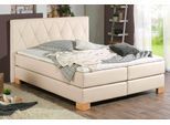 Boxspringbett HOME AFFAIRE "Merino", beige, B:168cm L:211cm, Struktur fein (100% Polyester), Komplettbetten, Boxspringbett, incl. Kaltschaumtopper, 5, Breiten, 2 Härtegrade, 3 Ausführungen