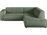 Ecksofa 3C CANDY "Matteo in elegant, kubischer Formensprache, bequem, L-Form", grün (turtle), B:254cm H:72cm T:224cm, 88% Polyester, 12% Polyacryl, Sofas, Ecksofa, mit auffälliger Kedernaht, Cord-Bezug, Lounge-Charakter