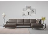 Wohnlandschaft SIT & MORE "Fashion U-Form", braun, B:338cm H:84cm T:207cm, Sofas, Wohnlandschaft, wahlweise mit Kopfteilverstellung, Vorziehsitz, motorisch, Nickelfüße