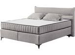 Boxspringbett ED EXCITING DESIGN "Vlieland", grau, B:210cm L:214cm, 95% Polyester, 5% Cotton, Komplettbetten, Boxspringbett, Premium 9-Zonen-Tonnentaschenfederkern Duo-Matratze mit Kokosmatte