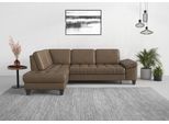 Ecksofa SIT & MORE "Westham L-Form", braun (coffee), B:261cm H:88cm T:179cm, 100% Polyester, Sofas, Ecksofa, mit Ottomane, mit oder ohne Bettfunktion, Bettkasten, Verstellung