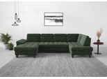 Wohnlandschaft SIT & MORE "Westham U-Form", grün (jungle), B:338cm H:88cm T:172cm, 90% Polyester 10%Polyamid, Sofas, Wohnlandschaft, wahlweise mit Bettfunktion, Bettkasten, Sitztiefenverstellung