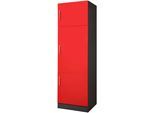Kühlumbauschrank KOCHSTATION "KS-Paris", grau (rot, graphit), B:60cm H:200cm T:60cm, Holzwerkstoff, Schränke, Kühlumbauschrank, Breite 60 cm