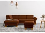 Ecksofa HOME AFFAIRE "Lindgren L-Form", rosa (kupfer), B:249cm H:84cm T:217cm, 100% Polyester, Sofas, Ecksofa, wahlweise mit TV-Funktion, Stauraum und Kopfteilverstellung