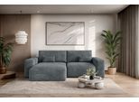 Ecksofa OTTO HOME "MATTS Schlafsofa mit Bettkasten, Maße B/T/H: 265/159/89 cm", grau (dunkelgrau), B:265cm H:89cm T:159cm, 100% Polyester, Sofas, Ecksofa, L-Form mit Recamiere rechts oder links, hoher Sitzkomfort