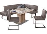 Eckbankgruppe K+W KOMFORT & WOHNEN "Spider II", braun (canyon80), H:88cm T:67cm, Sitzmöbel-Sets, Eckbankgruppe, langer Schenkel 195cm, 2 Freischwinger, Auszugstisch in Breite 120 cm