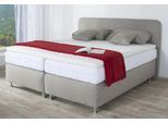 Boxspringbett, beige, B:150cm L:212cm, Bezug Kaltschaum-Topper: mit Klimafaser versteppt, 100% Polyester;Bezug untere Box und Kopfteil: wahlweise hochwertiger Microvelour (100% Polyester), feiner Strukturstoff (100% Polyester) oder Kunstleder;Bezug Obermatratze: 100% Polyester, Bezug abnehm- und waschbar bis 60C, WESTFALIA SCHLAFKOMFORT, Komplettbetten, Boxspringbett, inkl. Kaltschaum-Topper