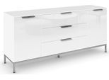 Kombikommode RAUCH "Kommode Türkommode Sideboard Kombikommode FLIPP mit Glasfront", weiß (alpinweiß, glas kristallweiß), B:160cm H:72cm T:42cm, Holzwerkstoff, Sideboards, Kombikommode, 2-türig mit 3 Schubladen und Soft-Close-Funktion sowie Glasfront