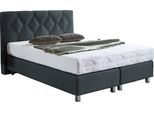 Boxspringbett "Phönix", grau (charcoal), B:155cm L:210cm, Bezug Bett: Microvelours (100% Polyester) oder Feinstruktur (100% Polyester);Bezug Bonnell-Federkernmatratze: 100% Polyester;Bezug Kaltschaummatratze: 100% Polyester;Bezug Tonnentaschenfederkernmatratze: 80% Baumwolle, 20%Polyester, WESTFALIA SCHLAFKOMFORT, Komplettbetten, Boxspringbett