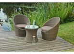 Garten-Essgruppe GARDEN PLEASURE "MARIBOR", braun (braun, braun, braun), B:250cm H:80cm T:70cm, Glas, Polyrattan, Stahl, Sitzmöbel-Sets, Garten-Essgruppe, inkl. Sitzauflagen