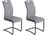 Freischwinger HELA "RIGA", grau (hellgrau, anthrazit, schwarz, schwarz, hellgrau, anthrazit), B:44cm H:100cm T:60cm, Metall, Polyester, Stoff, Stühle, Freischwinger, Freischwinger,Vierkantrohrgestell,mit Griff,Stoffkombination