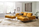 Ecksofa W.SCHILLIG "run, Designsofa mit tollem Sitzkomfort, L-Form", gelb (brandy s37), B:299cm H:88cm T:178cm, Longlife Xtra-Leder Z73: Naturwalkleder der Luxusklasse aus den erlesensten Rohhäuten. Hautstärke 1, 1 – 1, 3 mm;ROHLEDER Jacquard-Flachgewebe Q2 W60 (63% Polyester, 37% Polyacryl);ROHLEDER Chenille-Flachgewebe Q2 W77 (68% Polyacryl, 32% Polyester);Stoff S37 (100% Polyester), Sofas, Ecks