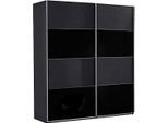 Schwebetürenschrank WIMEX "Easy", grau (graphit, schwarzglas), B:135cm H:210cm T:65cm, Schränke, Schwebetürenschrank, mit Teilglas
