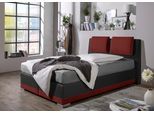 Boxspringbett MAINTAL, rot (rot, schwarz), B:212cm L:212cm, Strukturstoff-Bezug 100% Polyester;Kunstleder 100% PU;Bezug der Spiegelfläche Matratzendrell aus 100% Polyester, Komplettbetten, Boxspringbett, verstellbare Kopfstütze