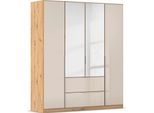 Drehtürenschrank OTTO HOME "Kleiderschrank Kleiderschränke Schrank Garderobe AGORDO mit Glasfront", beige (eiche artisan, glas champagner), B:181cm H:210cm T:54cm, Holzwerkstoff, Schränke, Drehtürenschrank, mit Außenschubkästen, in 7 Breiten und 2 Höhen MADE IN GERMANY