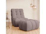 XXL-Sessel HOME AFFAIRE "AURELIAN Loveseat XXL mit Hocker im Set, Lese-Sessel, Relaxsessel", braun, B:88,5cm H:95,5cm T:130cm, 100% Polyester, Sessel, XXL-Sessel, mit Wellenunterfederung, Struktur fein, Struktur grob, Velours
